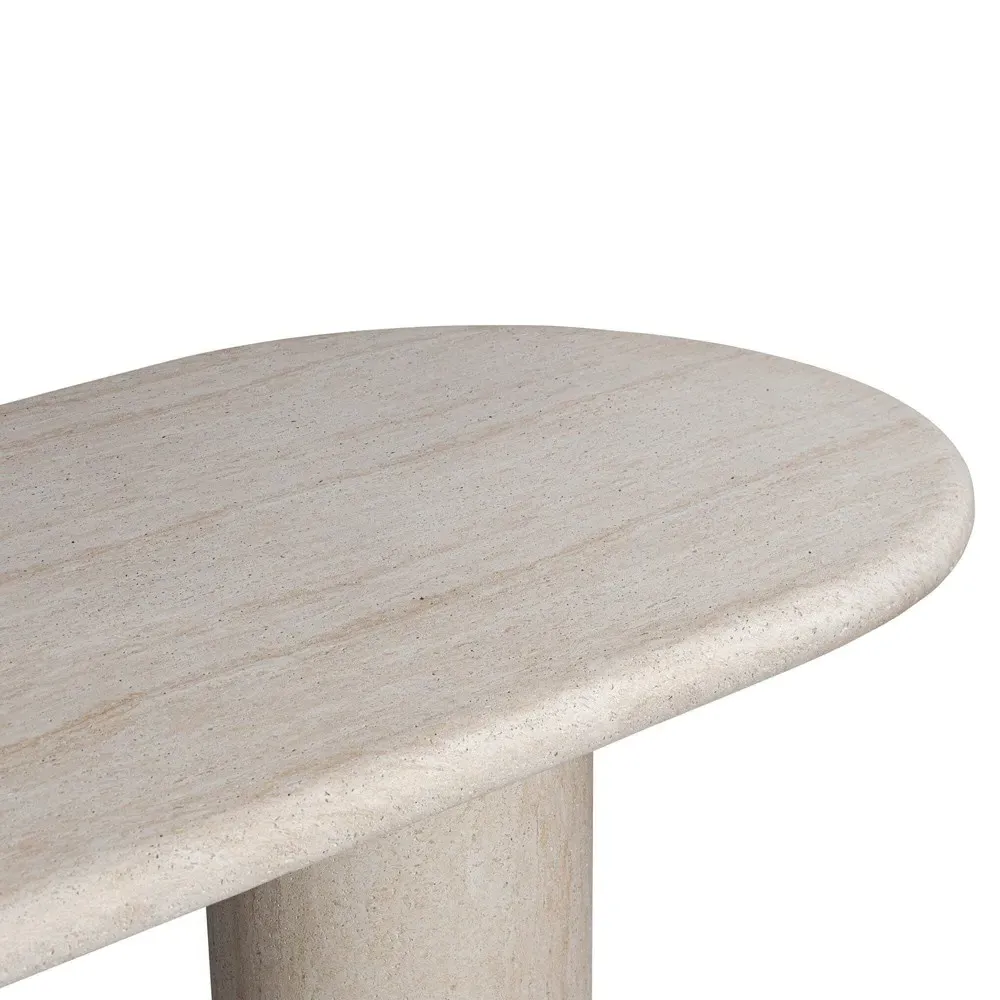 Regine Oval Outdoor Dining Table - Beige, Concrete