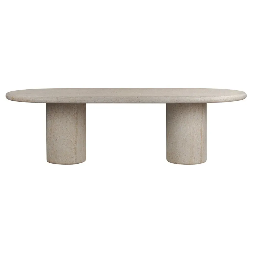 Regine Oval Outdoor Dining Table - Beige, Concrete