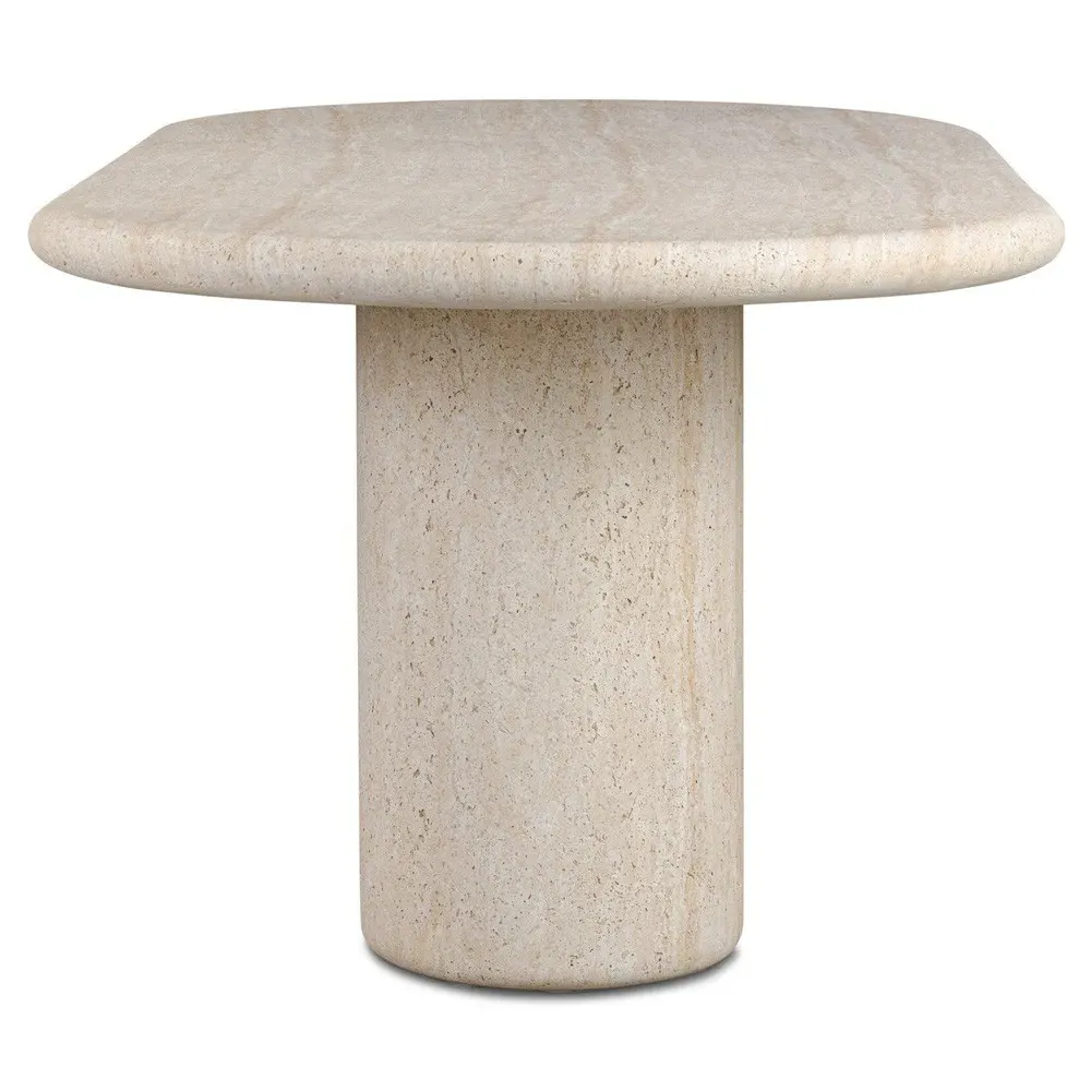 Regine Oval Outdoor Dining Table - White Ivory, Concrete