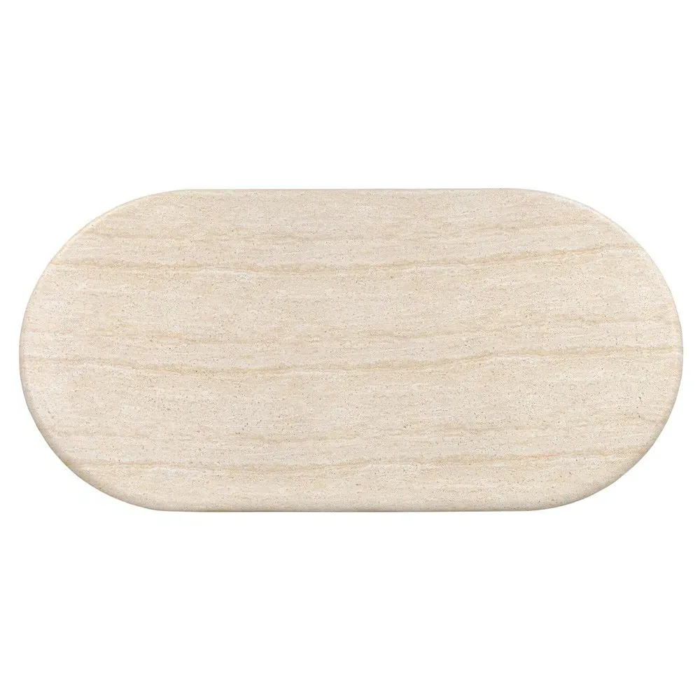 Regine Oval Outdoor Dining Table - White Ivory, Concrete