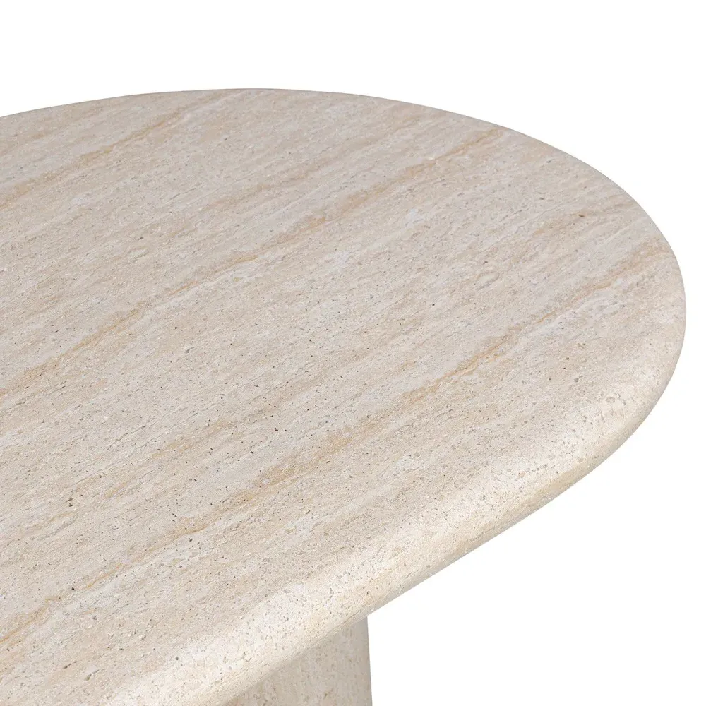 Regine Oval Outdoor Dining Table - White Ivory, Concrete