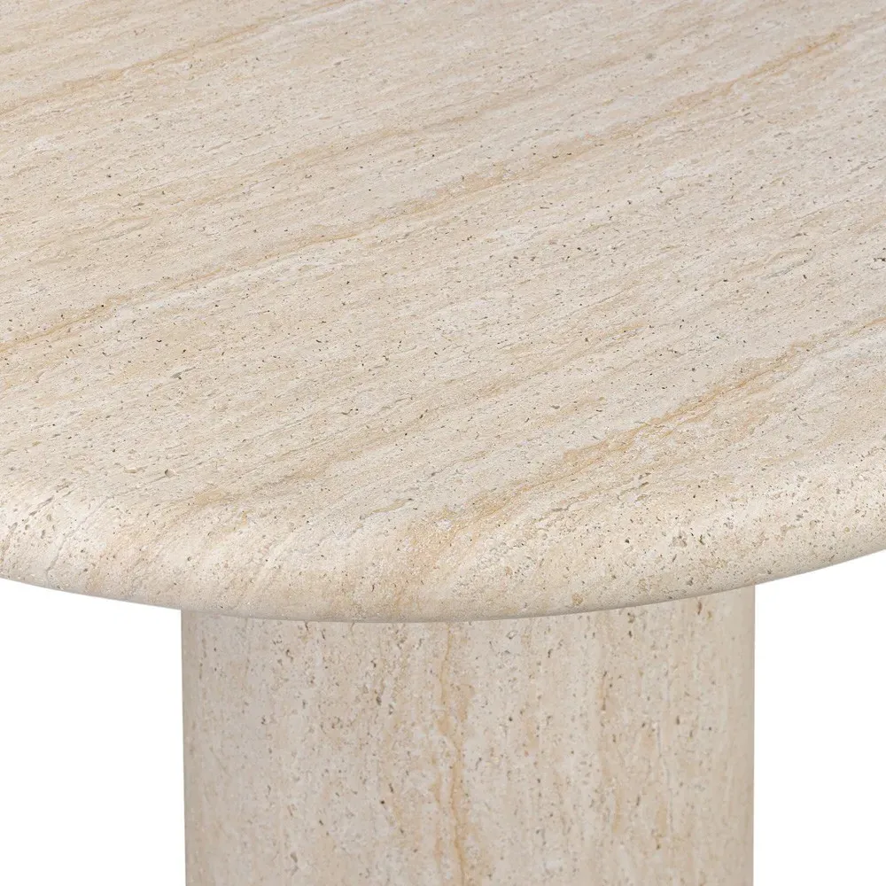 Regine Oval Outdoor Dining Table - White Ivory, Concrete