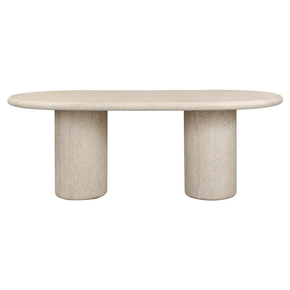 Regine Oval Outdoor Dining Table - White Ivory, Concrete