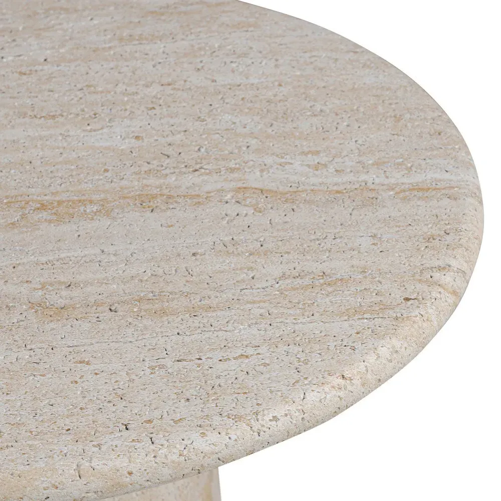 Regine Round Pedestal Outdoor End Table - Beige, Concrete