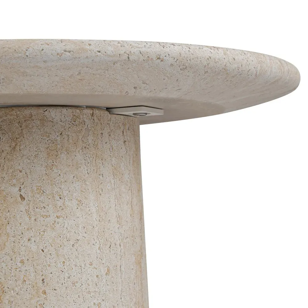 Regine Round Pedestal Outdoor End Table - Beige, Concrete