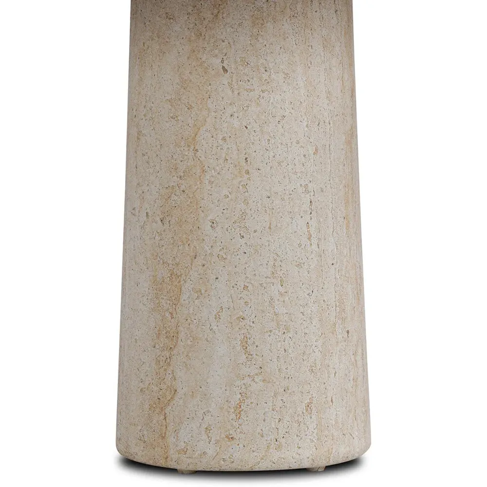 Regine Round Pedestal Outdoor End Table - Beige, Concrete