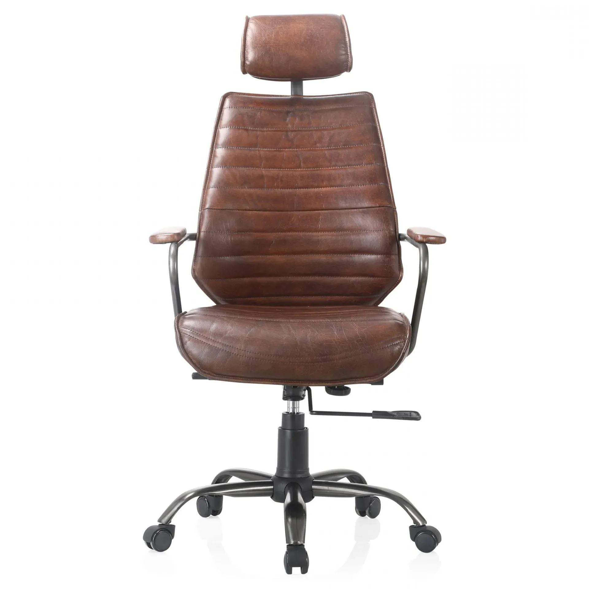 Reid Industrial Tufted Adjustable Office Chair - Brown, Iron