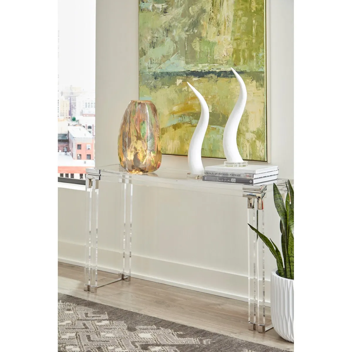 Remington Rectangular Console Table - Clear, Acrylic