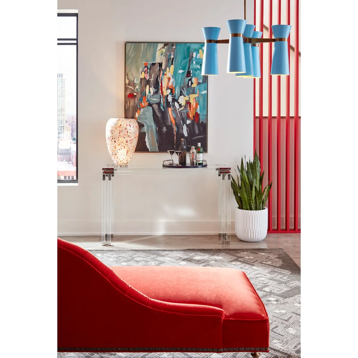 Remington Rectangular Console Table - Clear, Acrylic