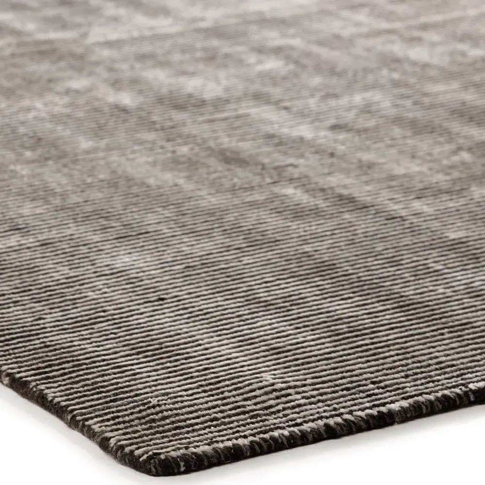 Remington Striated Patterned Rug - Black, Viscose Wool