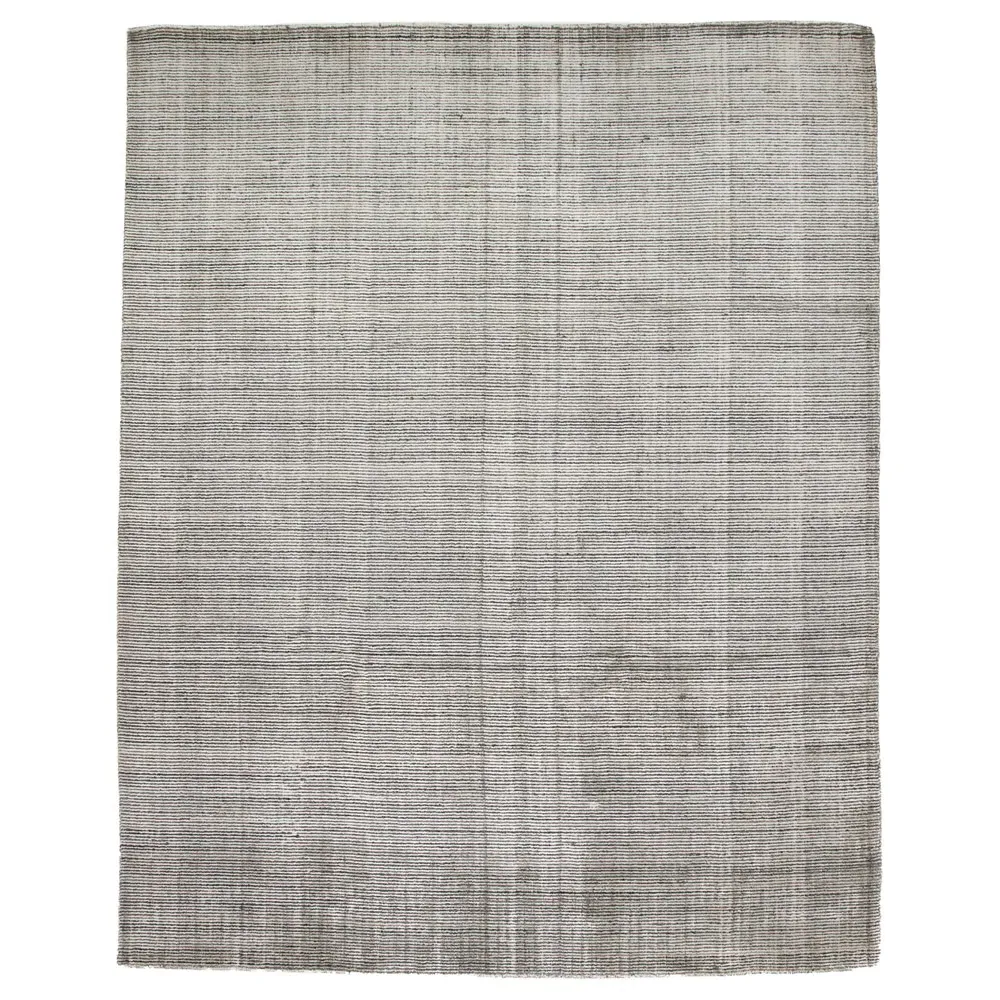 Remington Striated Patterned Rug - Grey, Viscose Wool