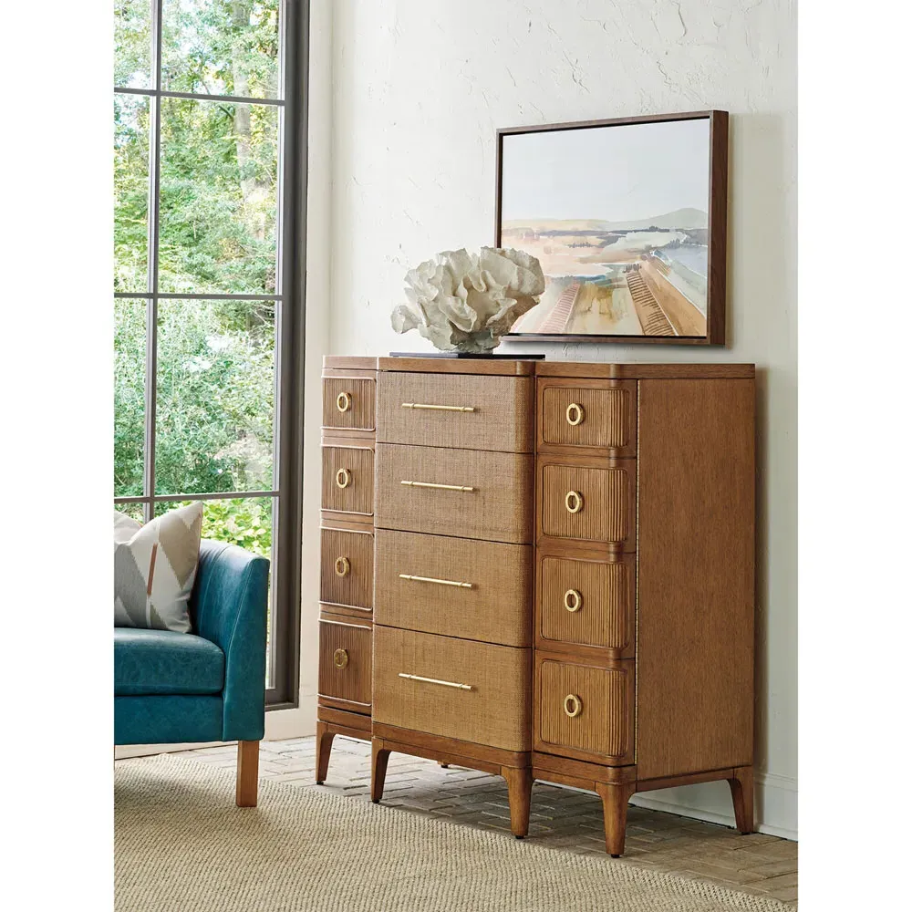 Remington Tall Chest - Brown, Raffia