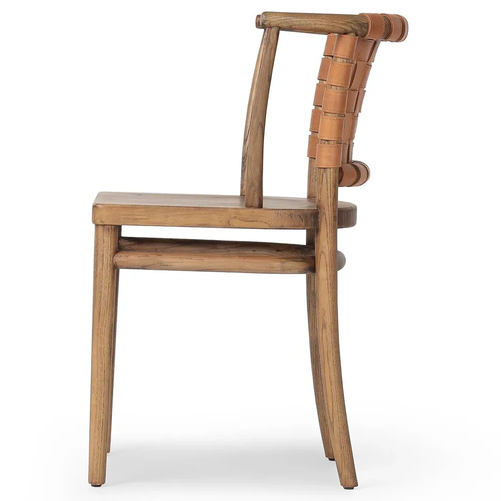 Rena Woven Leather Dining Side Chair - Brown