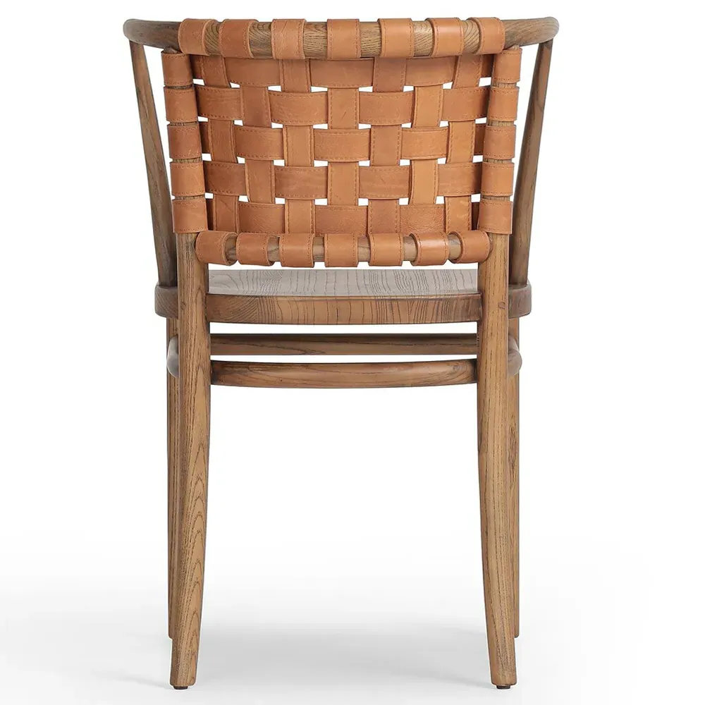 Rena Woven Leather Dining Side Chair - Brown