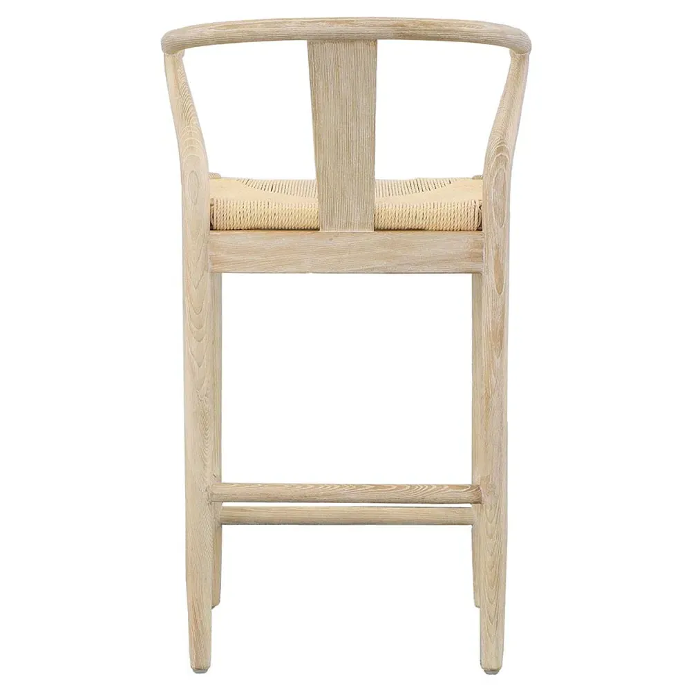 Renard Wishbone Counter Stool - Beige, Oak Wood