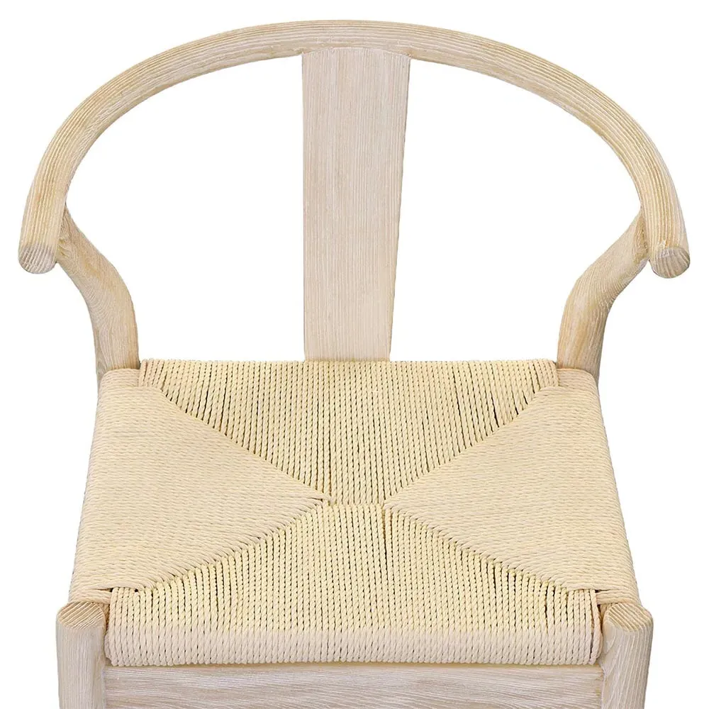 Renard Wishbone Counter Stool - Beige, Oak Wood