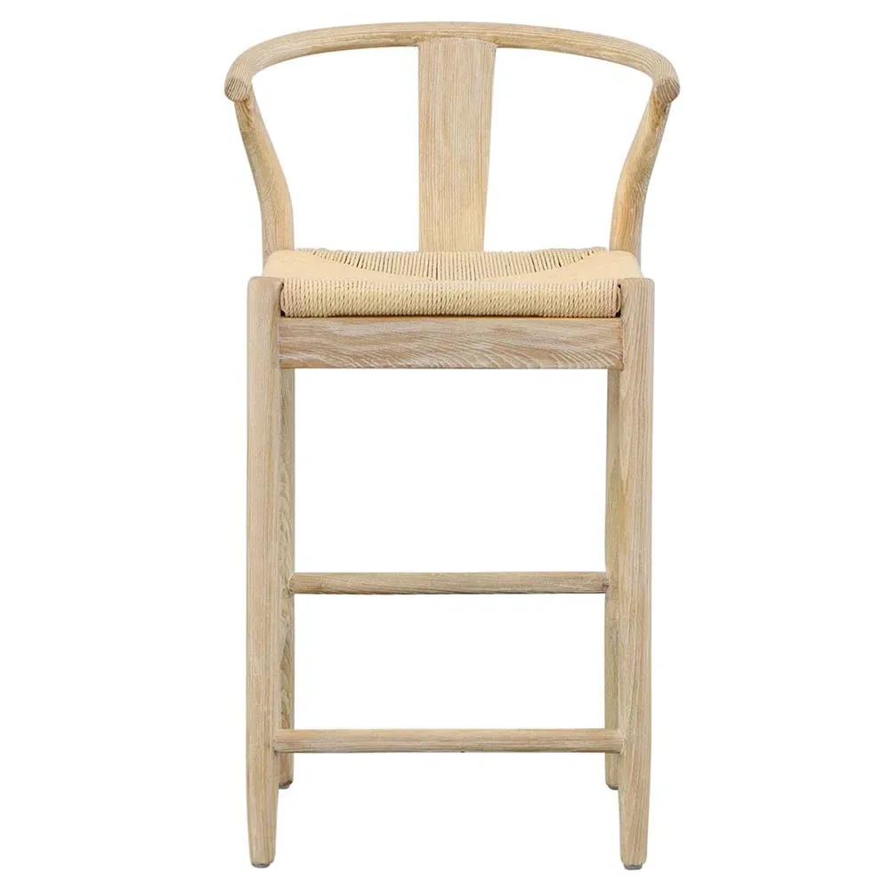 Renard Wishbone Counter Stool - Beige, Oak Wood image