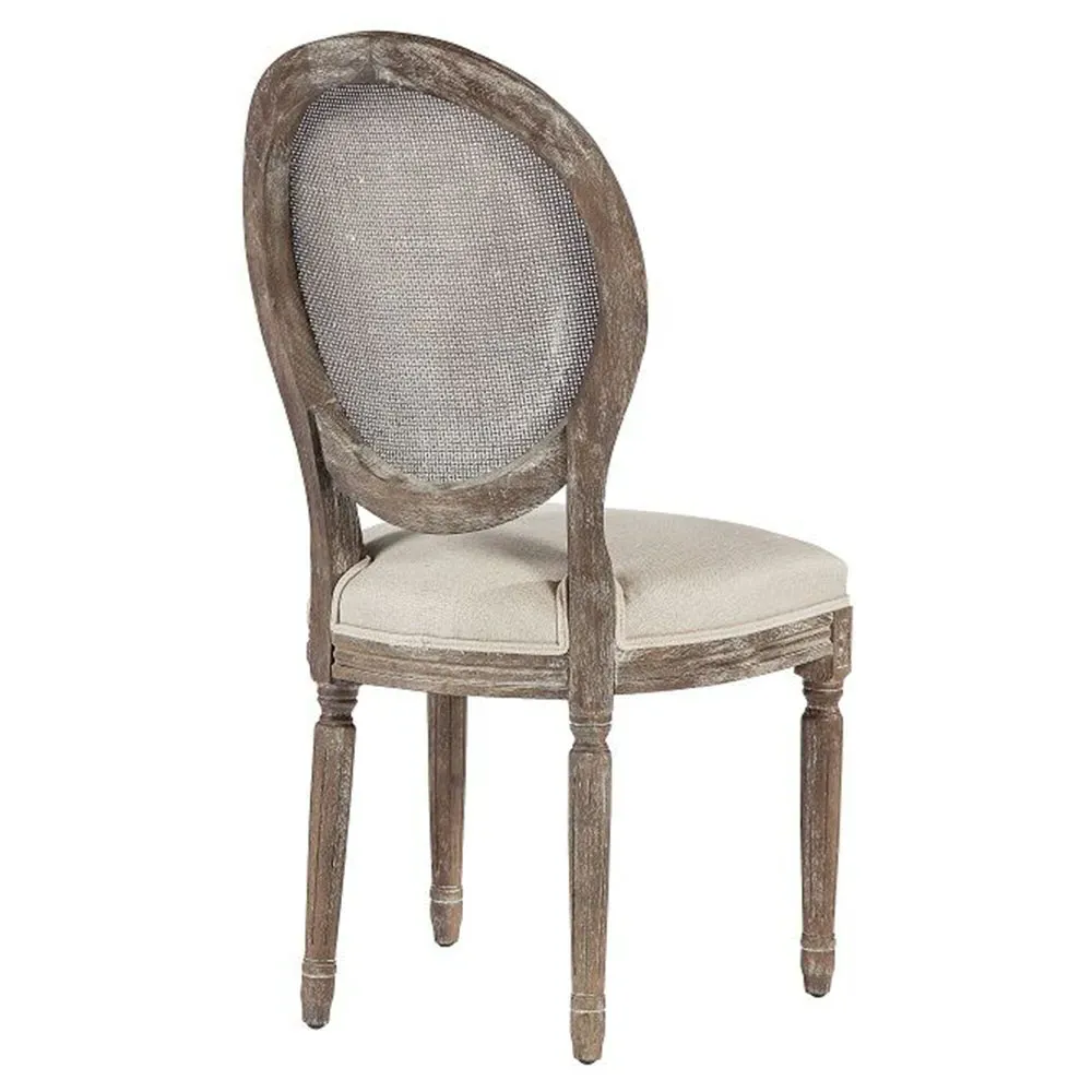 Rene Side Chair with Rattan Back - Grey, Oak