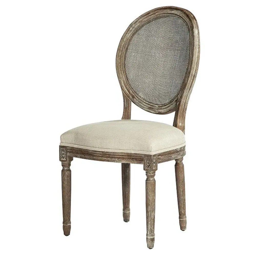 Rene Side Chair with Rattan Back - Grey, Oak image
