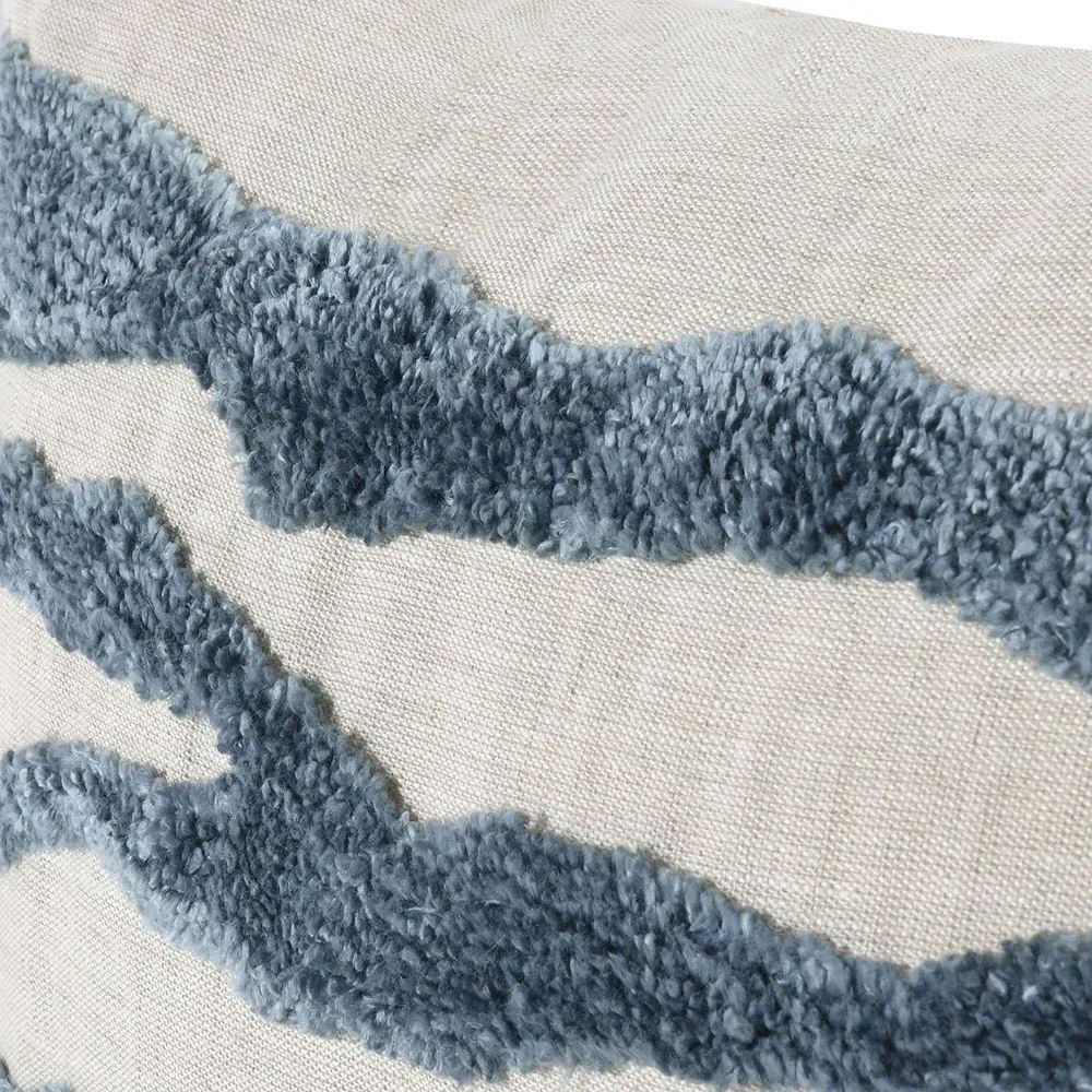 Renee Square Throw Pillow - Blue, Linen