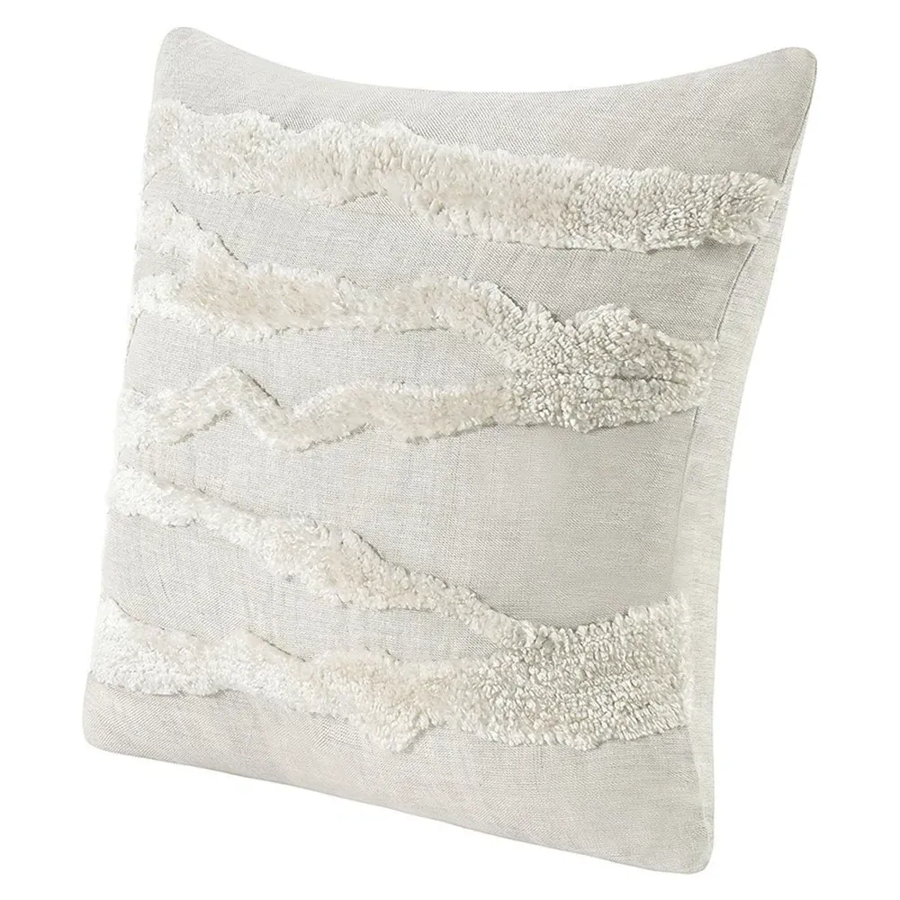 Renee Square Throw Pillow - Cream, Linen