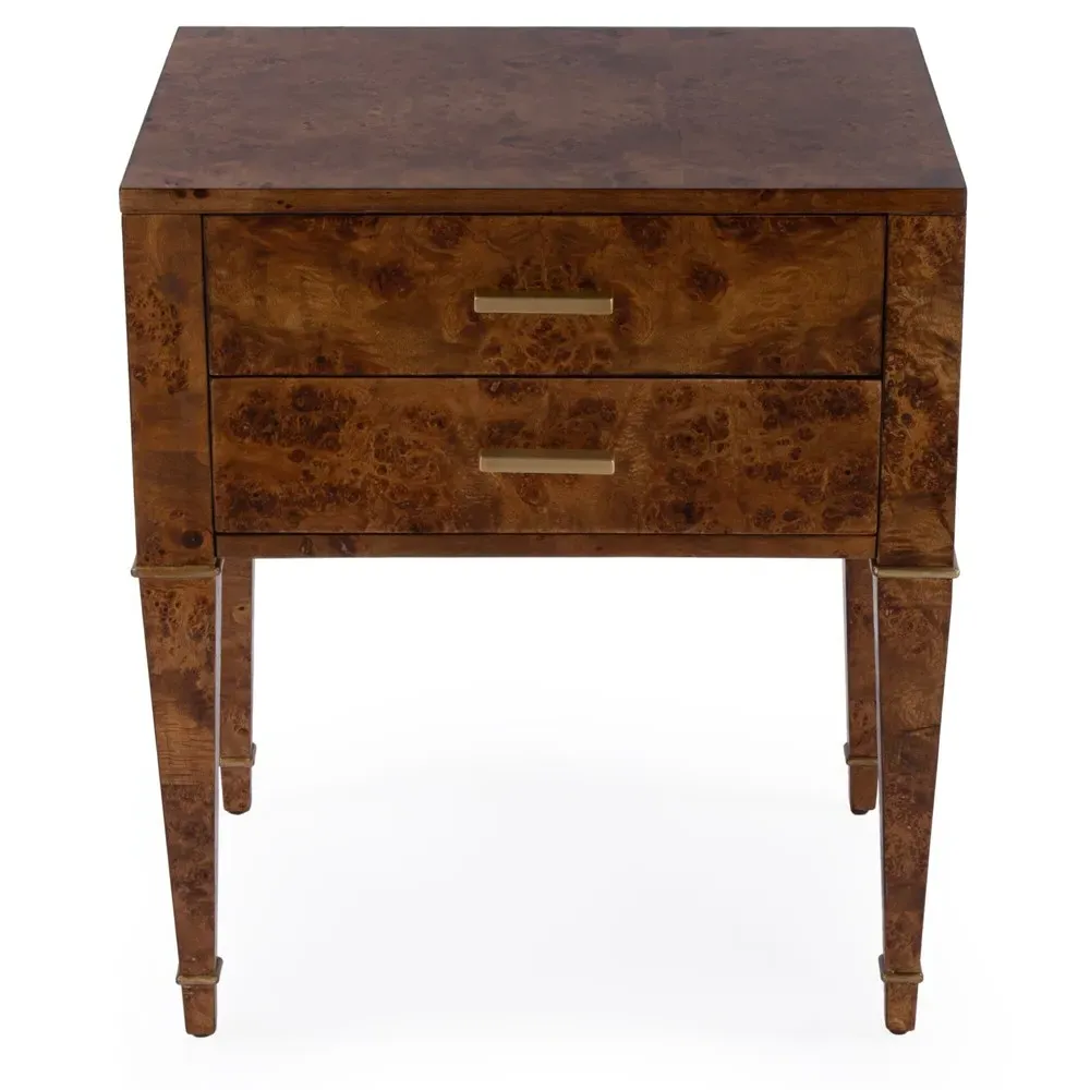 Renz End Table with Storage - Brown, Burl