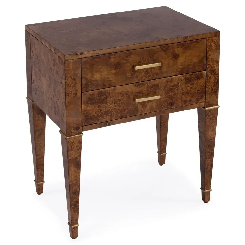 Renz End Table with Storage - Brown, Burl