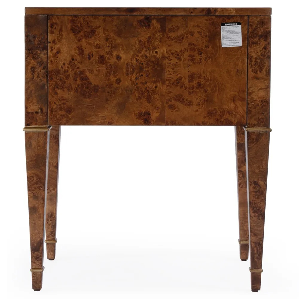 Renz End Table with Storage - Brown, Burl
