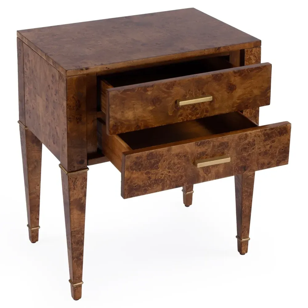 Renz End Table with Storage - Brown, Burl