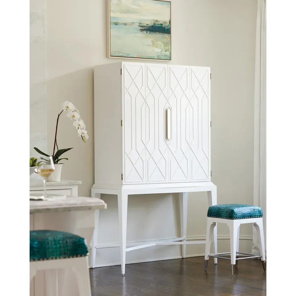 Reuben Bar Cabinet with Storage - Cream, Maple Wood