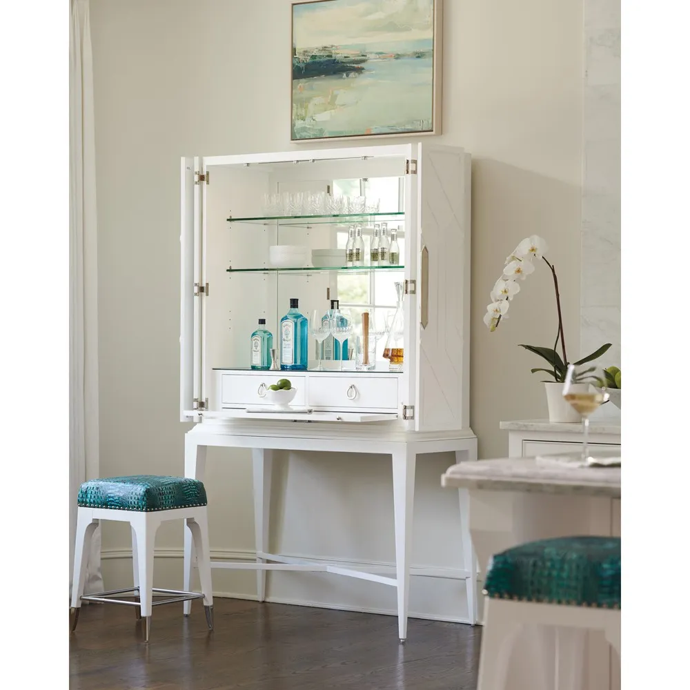 Reuben Bar Cabinet with Storage - Cream, Maple Wood