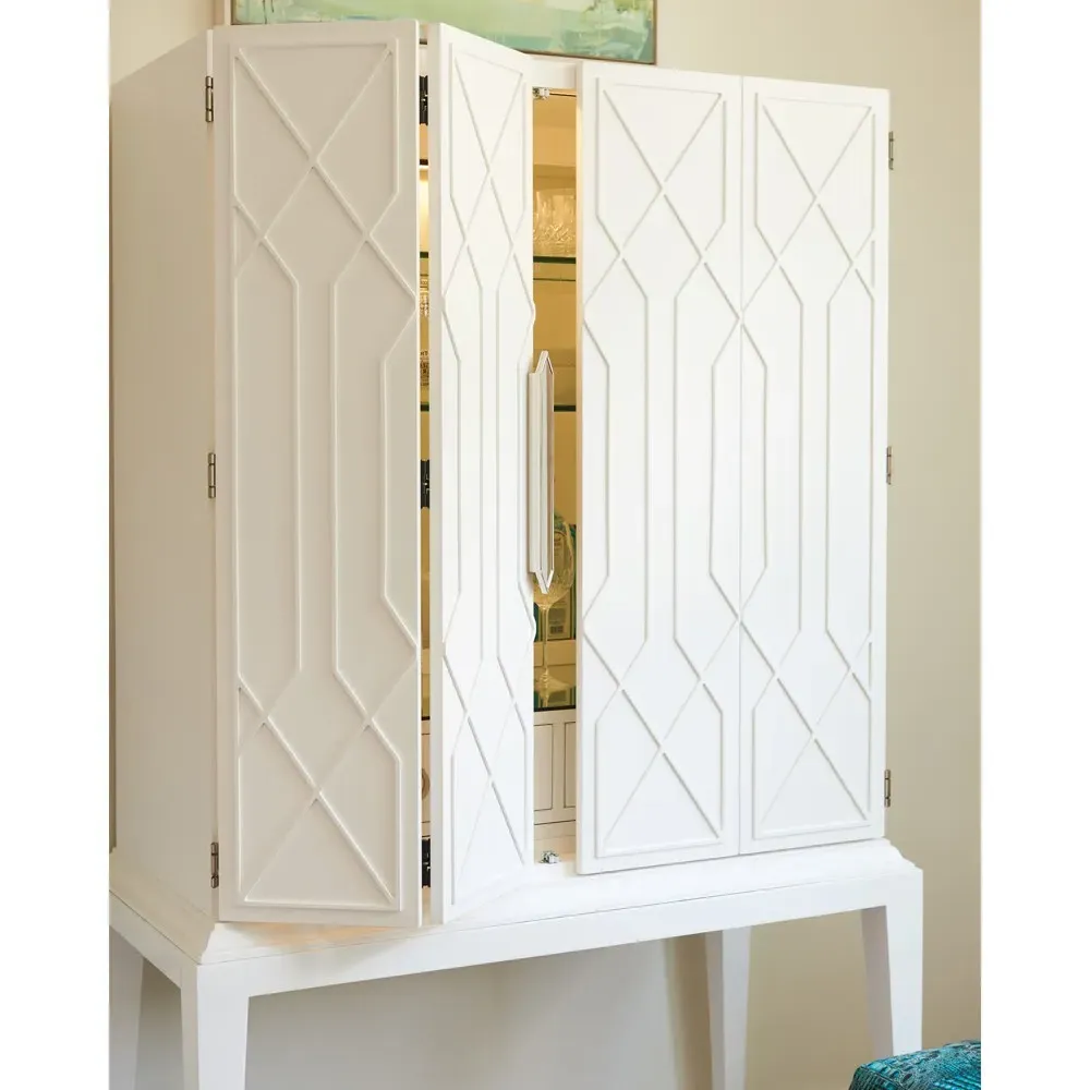 Reuben Bar Cabinet with Storage - Cream, Maple Wood
