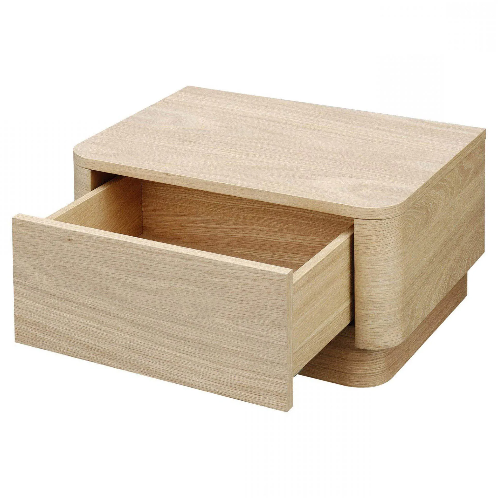 Rex 1 Drawer Nightstand - Natural Brown, Oak Wood