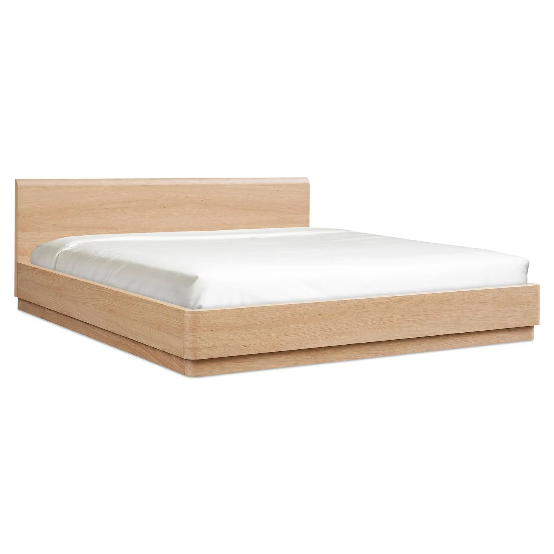 Rex King Size Platform Bed - Light Brown, Oak Wood