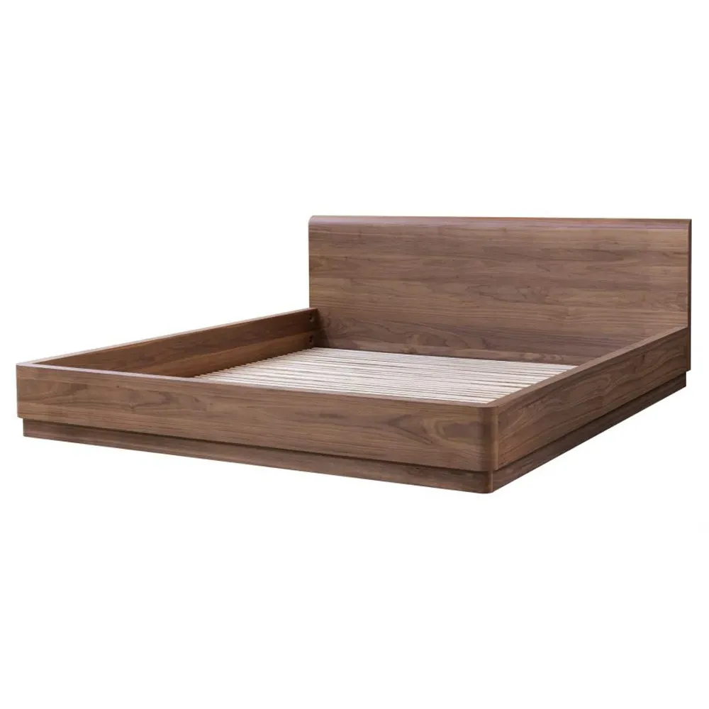 Rex Queen Size Platform Bed - Brown, Walnut