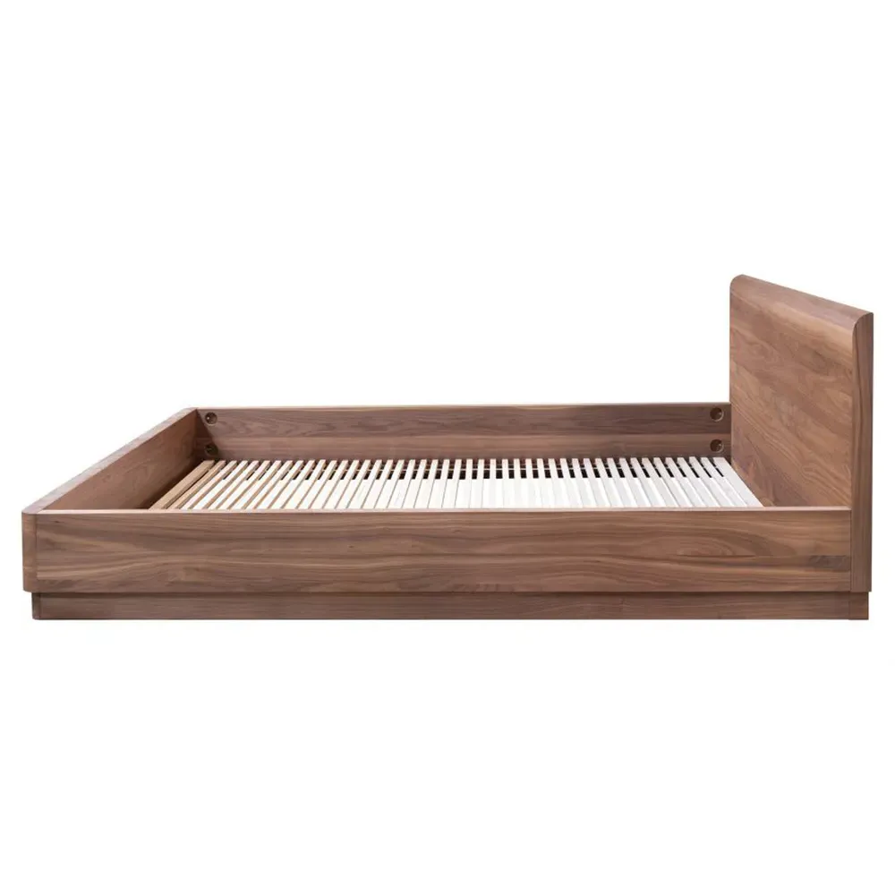 Rex Queen Size Platform Bed - Brown, Walnut