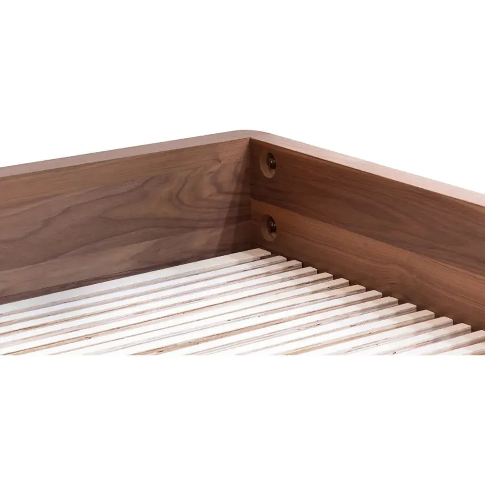 Rex Queen Size Platform Bed - Brown, Walnut