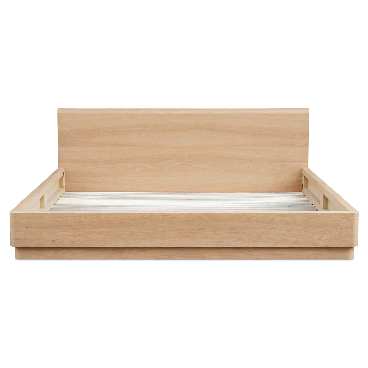 Rex Queen Size Platform Bed - Light Brown, Oak Wood