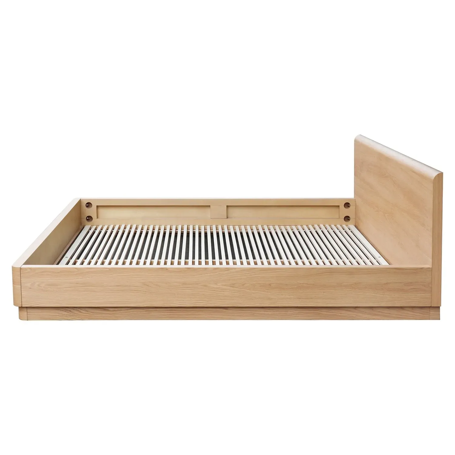 Rex Queen Size Platform Bed - Light Brown, Oak Wood