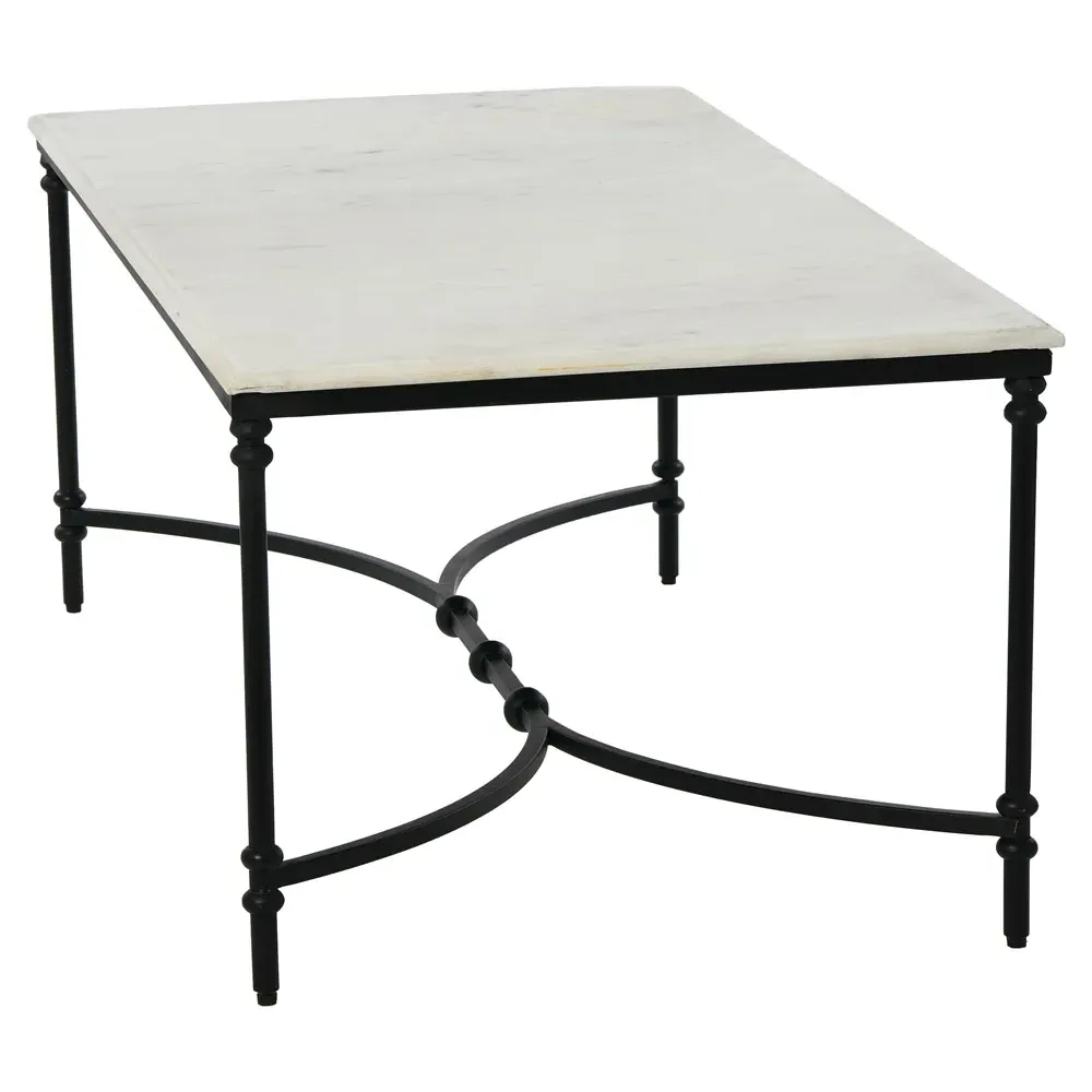 Rhea Rectangular Coffee Table - Black, Marble