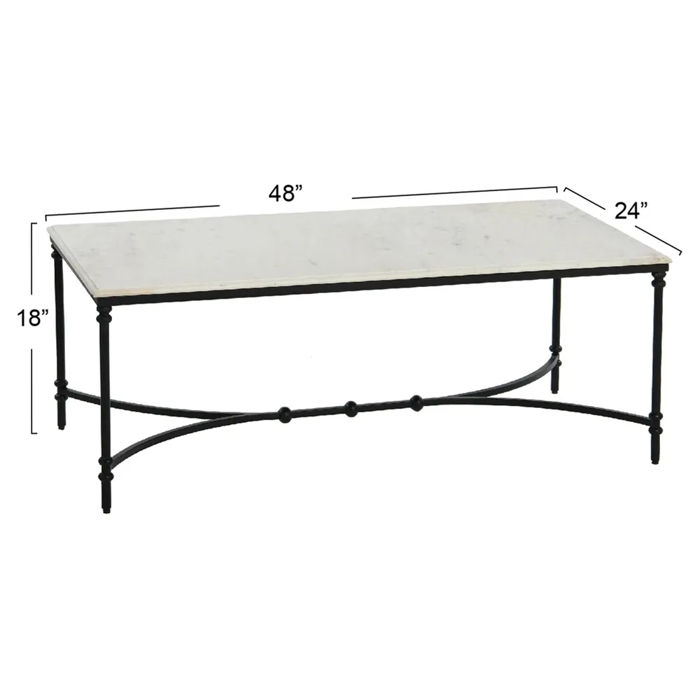 Rhea Rectangular Coffee Table - Black, Marble