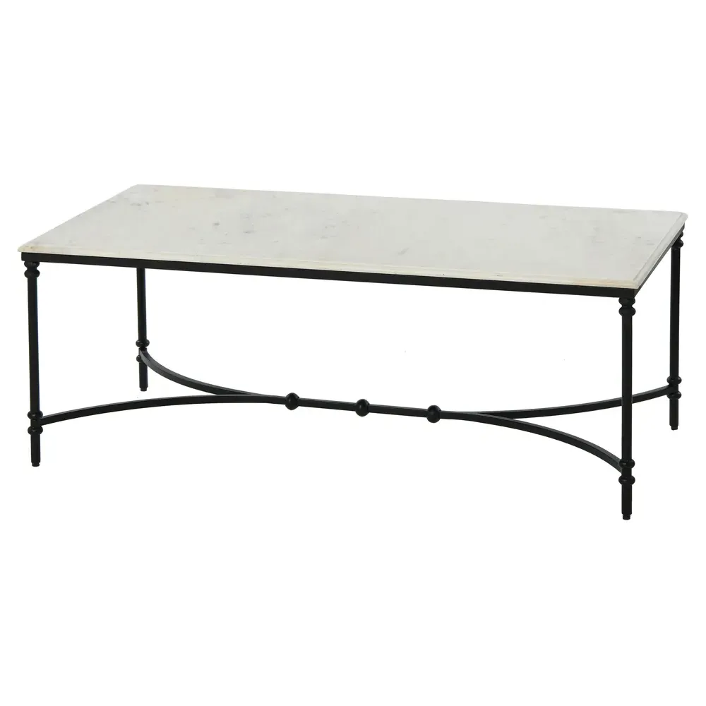 Rhea Rectangular Coffee Table - Black, Marble