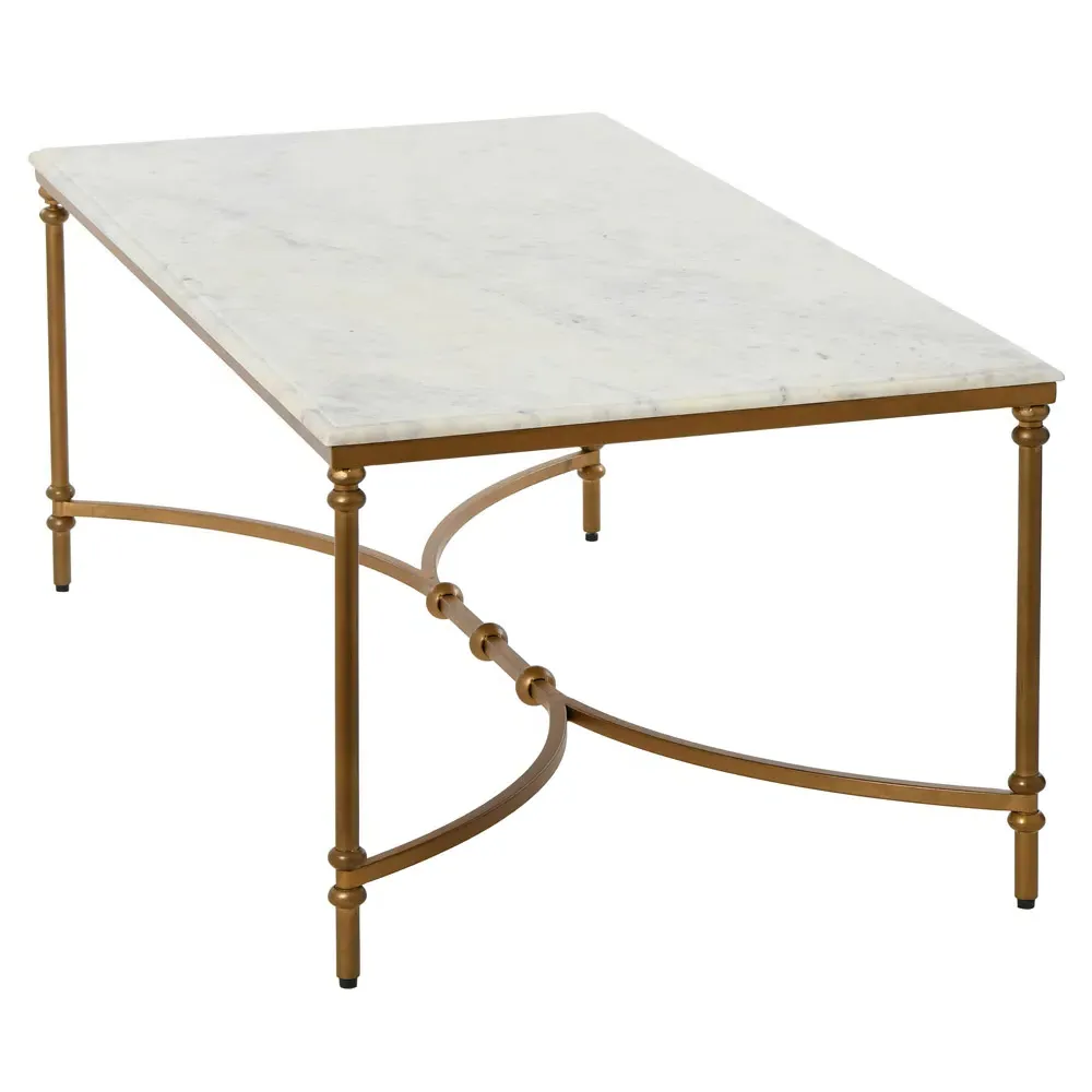Rhea Rectangular Coffee Table - Gold, Marble
