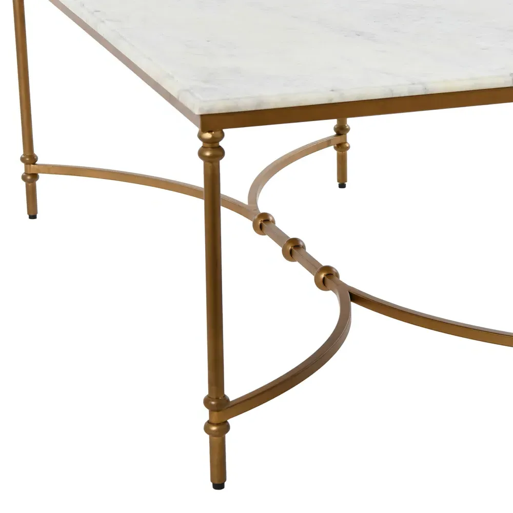 Rhea Rectangular Coffee Table - Gold, Marble