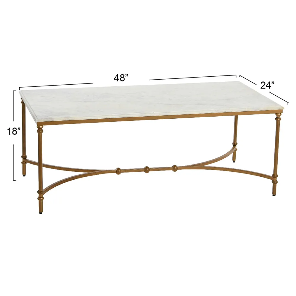 Rhea Rectangular Coffee Table - Gold, Marble