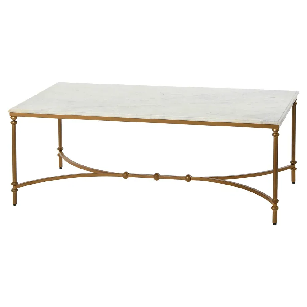 Rhea Rectangular Coffee Table - Gold, Marble