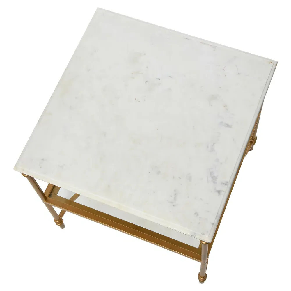 Rhea Square End Table - Gold, Marble