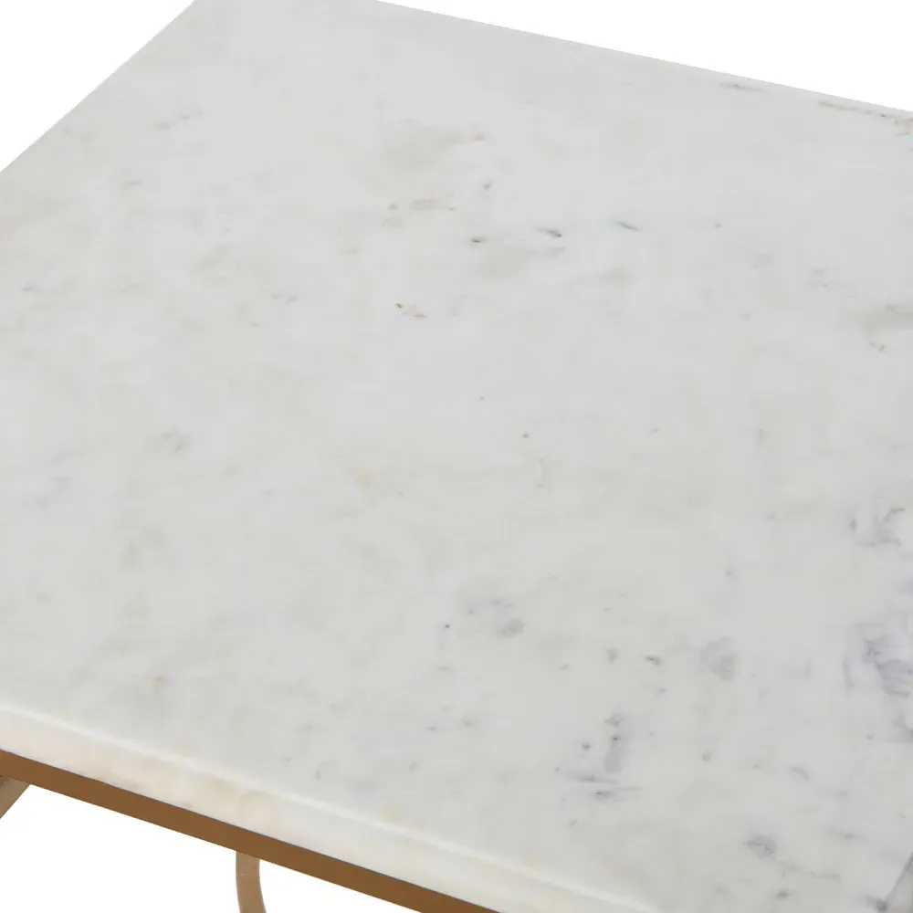 Rhea Square End Table - Gold, Marble