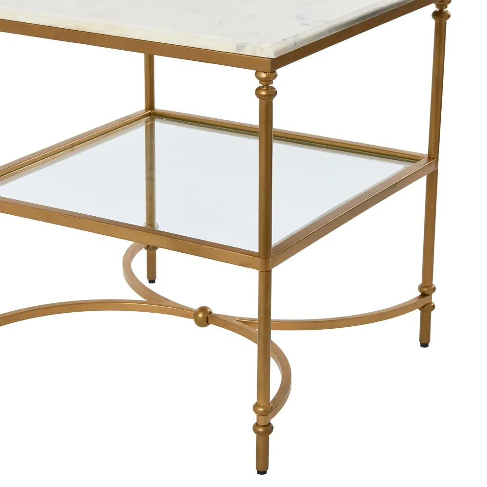 Rhea Square End Table - Gold, Marble