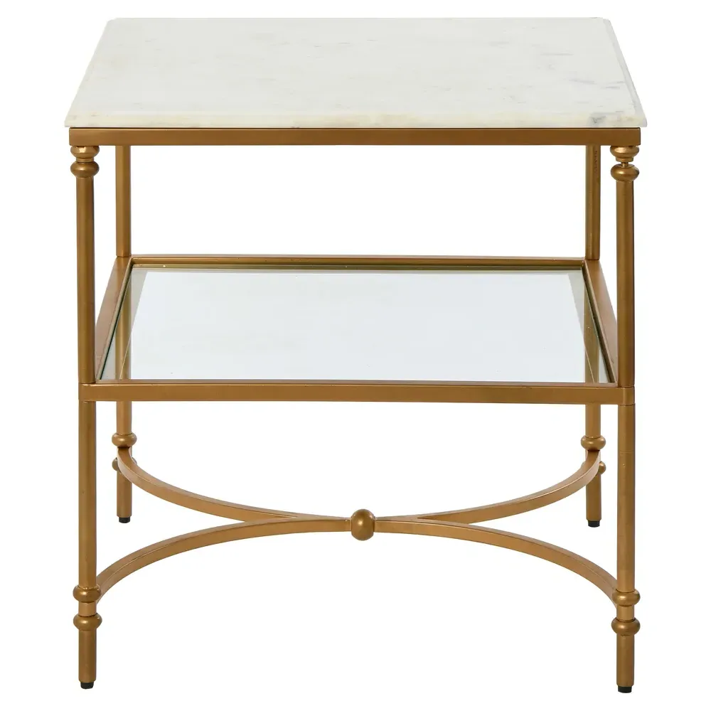 Rhea Square End Table - Gold, Marble image